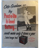 Otto Graham Vintage Newspaper Ad Prest-O-Lite Battery Cleveland Browns Q... - $12.75