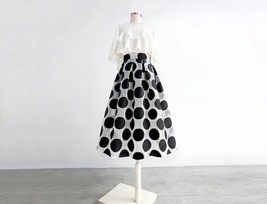 White Polka Dot Midi Skirt Outfit Summer Women Custom Plus Size Long Tutu Skirt image 10