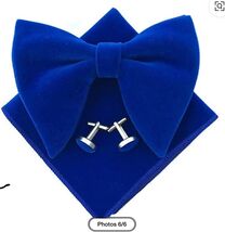 Pre-Tied Bowtie, Hanky, &amp; Cufflinks: Velvet Royal Blue - $18.99