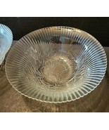 2 VINTAGE GLASS RIBBED BOWLS WITH FLOWER DESIGN - $37.82 CAD