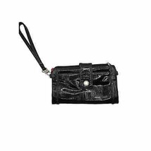 Steve Madden Wallet Wristlet Black Shiny Card Holder Checkbook Holder - $13.30