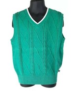 E. Land Sweater Vest Boys 6 Green V-Neck Cable Knit Cotton American Classic - £14.94 GBP