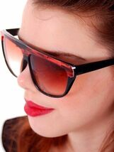 Vintage RETRO Womens Sunglasses Aviator Style 1980s Red Pearl Top  - $41.73