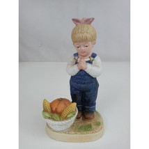 1985 Home Interior Denim Days Girl Praying with Food. - £10.07 GBP