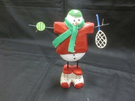 Wood Snowman Scare Crow Tennis Player Christmas Decor - 6&quot; Tall - £3.98 GBP