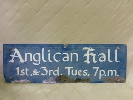 Anglican Church Painted Sign Religious Christian Hall Pender Island BC Blue - £76.43 GBP