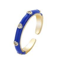 Ins Smile Candy Color Enamel Clear Micro Pave Opening Ring For Women Multicolor  - £8.65 GBP