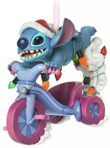 Disney STITCH Sketchbook Ornament Lilo &amp; Stitch 2021 Bike Santa Hat Ligh... - £31.23 GBP