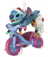 Disney STITCH Sketchbook Ornament Lilo &amp; Stitch 2021 Bike Santa Hat Ligh... - $39.99