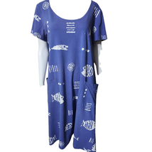 M.MAC The Vermont Country Store Large Blue Midi Length Rock Fish Dress - $36.25