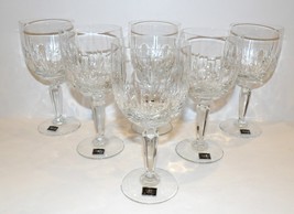 STUNNING SET OF 6 MIKASA CRYSTAL SYMPHONY 7 1/8&quot; WATER GOBLETS WITH LABELS - $129.19