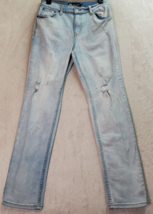 RSQ Jeans Women&#39;s 28 Blue Denim Cotton Slim Fit Straight Distressed Light Wash - £11.05 GBP