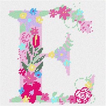 Pepita Needlepoint Canvas: The Letter E Flowering Pastel, 7&quot; x 7&quot; - $50.00+