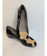 Aquatalia Black Patent Leather Wedge Peep Toe Shoes Women&#39;s Size 7.5 Vin... - $47.39 CAD