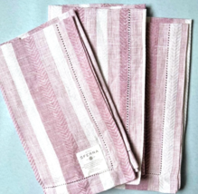 Sferra Ascot Bayberry Linen Dinner Napkins Herringbone Stripe 3 Piece 20... - $36.53