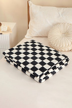Color black Checkerboard Printed Soft Throw Blanket 120*200cm - $24.21