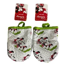 Disney Minnie Mickey Mouse 2 Pk Oversized Mini Oven Mitts Christmas Holiday NEW - £17.11 GBP