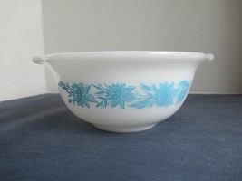 Glasbake mixing baking bowl round Cinderella white blue J2354 handles vi... - $19.55
