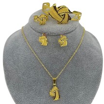 Gold Color Ethiopian Kids Dubai Jewelry Set for Baby  Flower Necklace/Pendant/Ea - £18.86 GBP