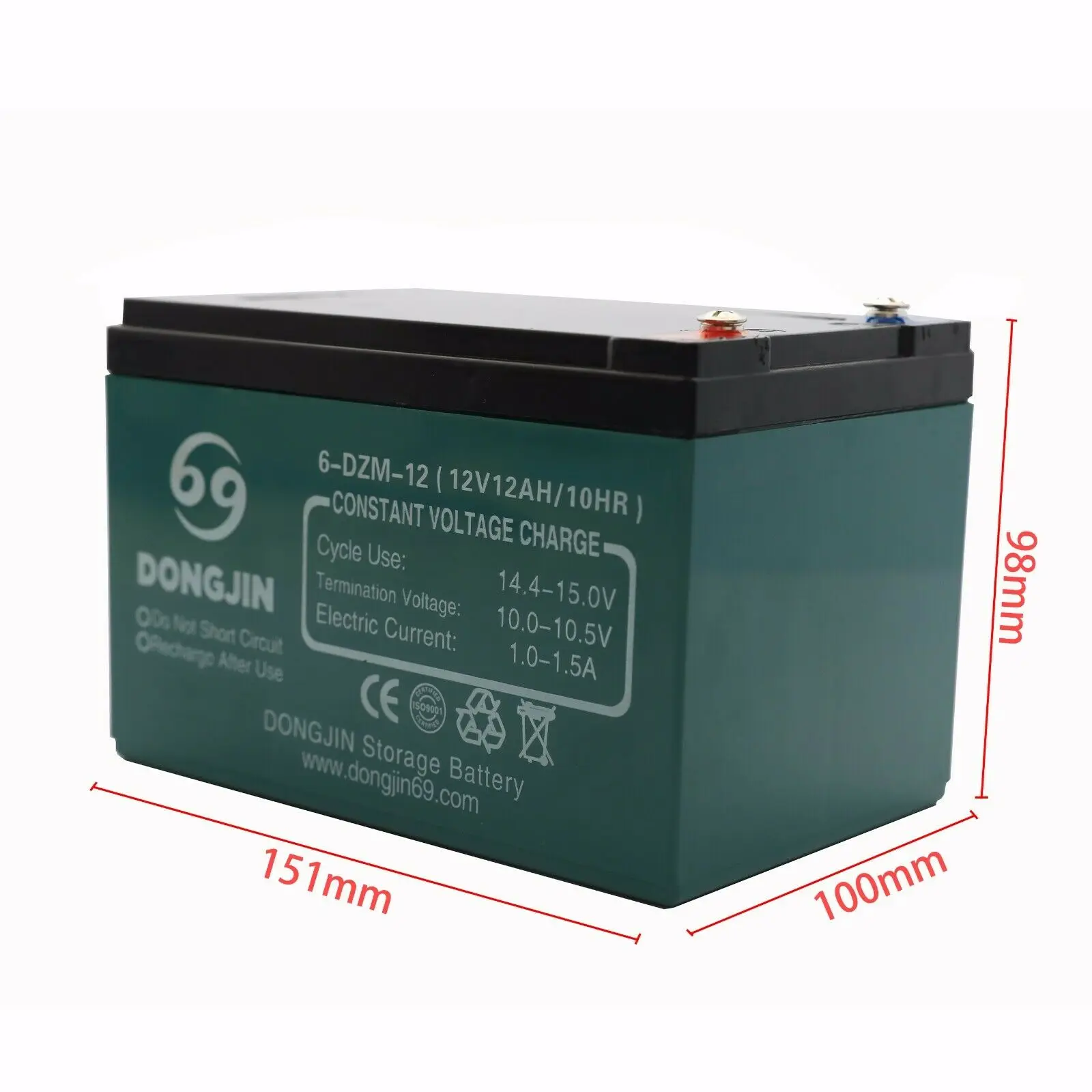 6-DZM-12 12V 12Ah Sealed Lead Acid Battery With Nut &amp; Bolt Terminal  Scooter - £192.22 GBP