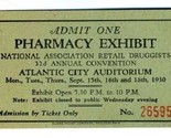 1930 Pharmacy Exhibit Ticket National Association Retail Druggists Atlan... - £21.86 GBP