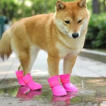 4Pcs Pet WaterProof Rainshoe Anti-slip Rubber Boot For Small Medium Large Dogs C - £11.62 GBP+