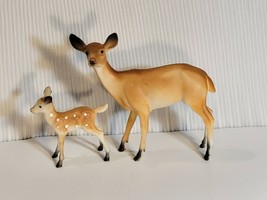 2 Vintage 60s Plastic Deer Spotted Fawn Bambi Figurines - £19.60 GBP