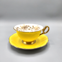 EB Foley Yellow Gold Rose Detail Teacup Saucer 3289 Bone China England - $48.37