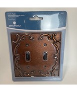 Brainerd French Lace 2-Gang Toggle Switch 64262 Wall Plate Sponged Coppe... - £4.69 GBP