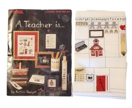 A Teacher Is Cross Stitch Book 612 + Partial Embroidered Piece Leisure Arts - £14.06 GBP