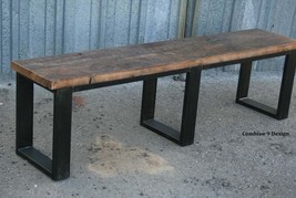 Reclaimed wood bench, Industrial Bench Seat. Steel Bench. Rustic Dining Table - £553.11 GBP