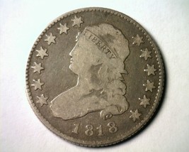 1818 Capped Bust Quarter Fine F Browning 7 Rarity 4+ Nice Original Coin Rare - £347.91 GBP