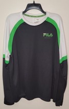 Fila T Shirt Large Black Adult Size XL Long Sleeve Shirt Black Green and... - £9.73 GBP