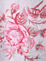 Charming Mid Century Pink, Red &amp; Mint Roses Design Cotton Tablecloth  54... - £30.26 GBP