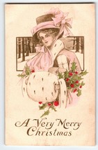 Christmas Postcard Kathryn Elliott? Hand Tinted Gibson Women Muff Hand Warmer - $237.50