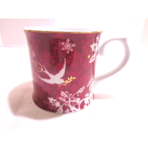 STARBUCKS Christmas Holiday Coffee Mug Cup Red Gold Birds by Rosanna 2010 12 OZ - $14.99
