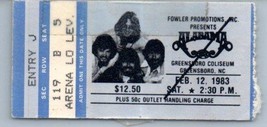 Vintage Alabama Ticket Stub February 12 1983 Greensboro North Carolina - £25.90 GBP