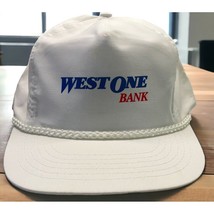 West One Bank Snapback Hat Vintage Rope Cap White Adjustable Logo - £9.40 GBP