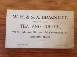 Antique Victorian Business Trade Card Boston MA Brackett Tea Coffee Fane... - £29.10 GBP