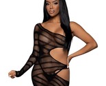 One Shoulder Mini Dress Striped Cut Outs Long Sleeve Asymmetrical Black ... - $22.76+