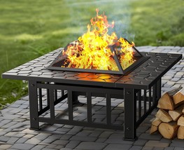 Cifp01B Is A 32-Inch Multipurpose Outdoor Fire Pit Table That, And A Rai... - £61.19 GBP