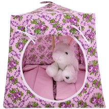 Light Pink Toy Tent, 2 Sleeping Bags, Rose Print for Dolls, Stuffed Animals - £19.89 GBP