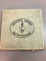 Set of 6 Vintage Leacock Linens Real Hand Embroidered Napkins in Original Box - £25.41 GBP