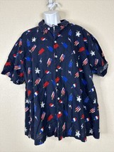 City Streets Dark Blue Patriotic Ice Cream Shirt Button Up 4th of July Men XXL - £12.13 GBP