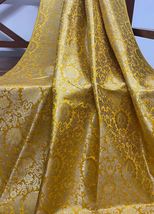 Indian Banarasi Brocade fabric Yellow &amp; Gold Fabric Wedding Dress Fabric -NF409 - £5.98 GBP+