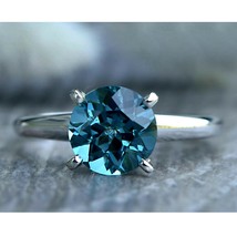 1Ct Rund Schliff Simulierte Blau Diamant Solitaire Verlobungsring Sterlingsilber - £128.69 GBP