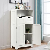 Bathroom Wooden Side Cabinet with 2 Drawers and 2 Doors-White - £120.23 GBP