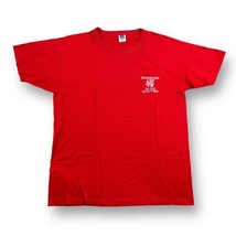 Vintage 80s Russell Athletic Ringer T-Shirt Large 22x27 Red Camp Thunderbird USA - £19.77 GBP