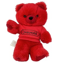 Red Crayola Bear Plush Stuffed Animal Vintage 1986 7 Inch Black Eyes Red Shirt - $12.82