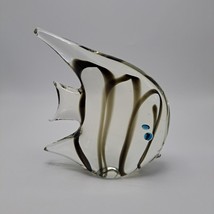 Murano Art Glass Fish Figurine Clear Stripes Handcrafted Blown Glass - £73.80 GBP